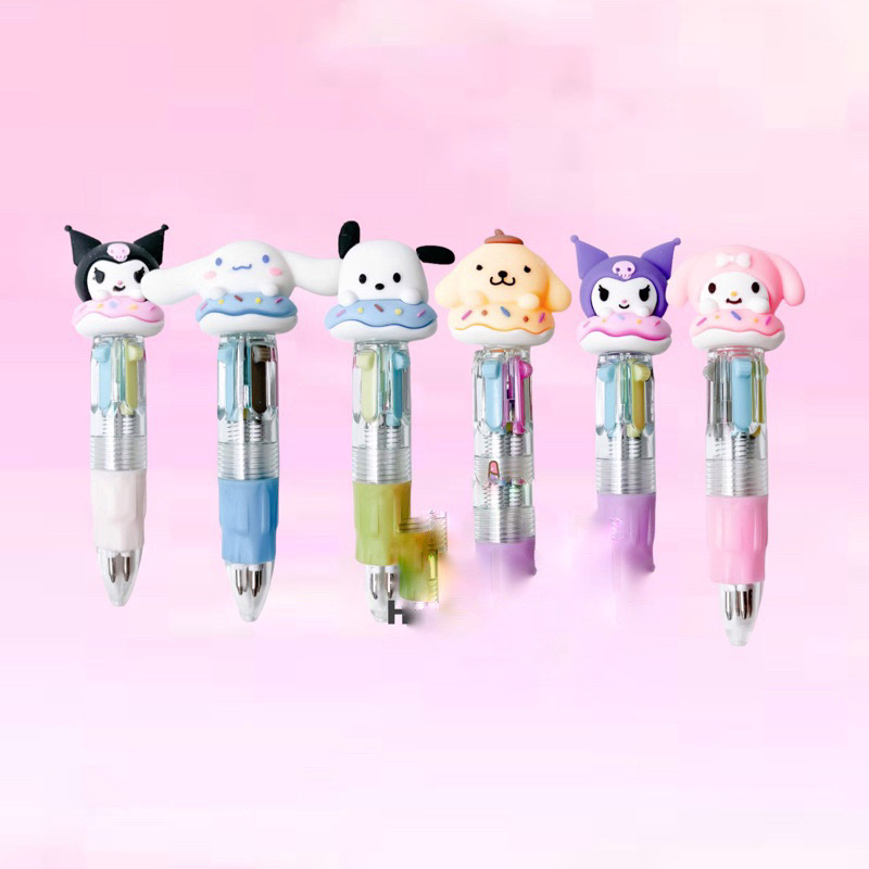 

pulpen 5 warna motif karakter bolpen 5 warna sanrio kuromi Cinamoroll my melody pochacho pompurin ungu hitam black purple cute murah bolpoin 4 warna pena
