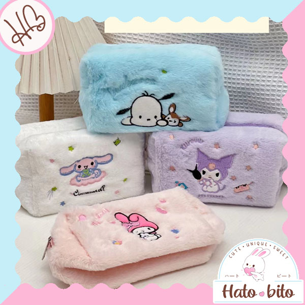 

Kotak pensil jumbo bulu tempat pensil plush fur karakter kartun lucu cute make up pouch HB1505