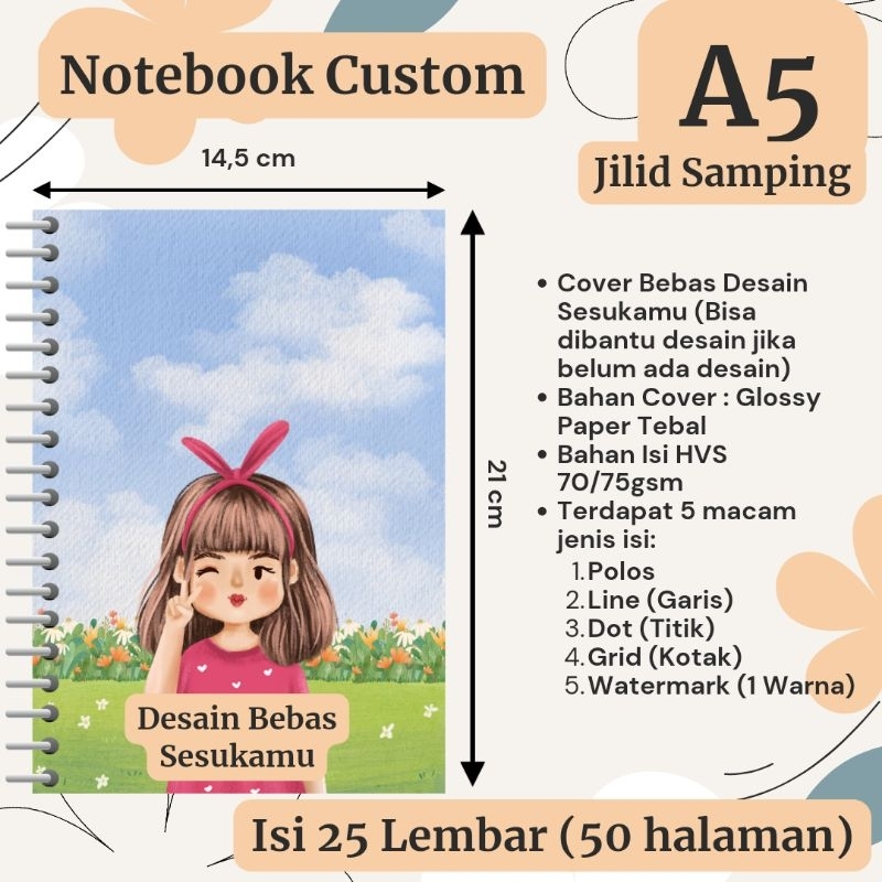 

(A5 Samping) Notes Custom Notebook Custom Souvenir Notes Custom Seminar Kit Souvenir Pernikahan Souvenir Ulang Tahun