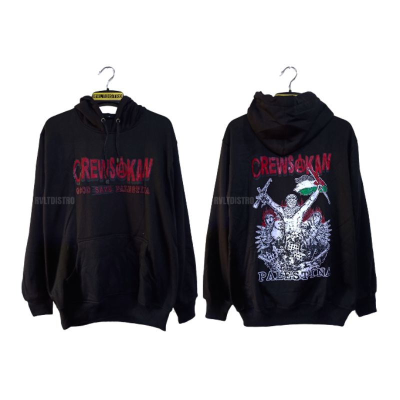 Jaket Hoodie Band Punk Crewsakan - Palestina / Jaket Distro / Jaket Punk