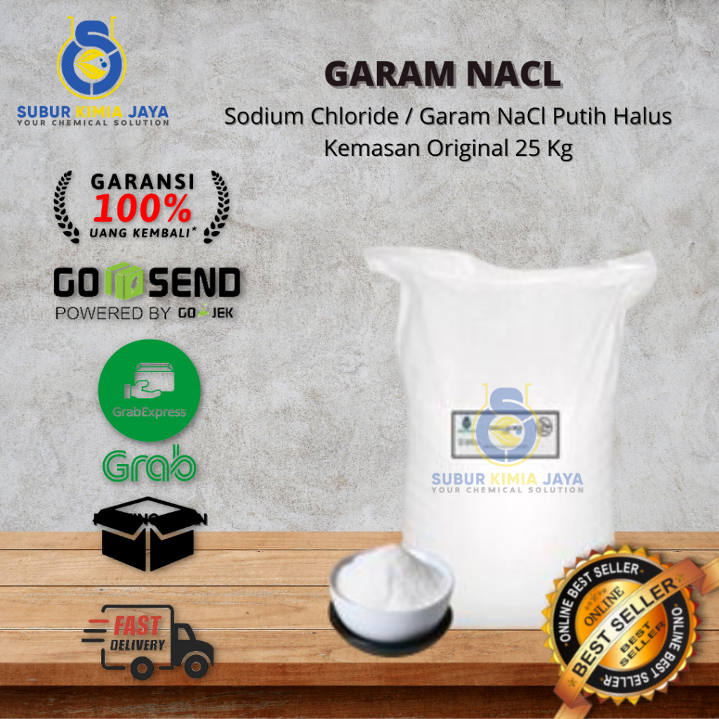 

Garam NaCl Putih Halus / Sodium Chloride 25 Kg