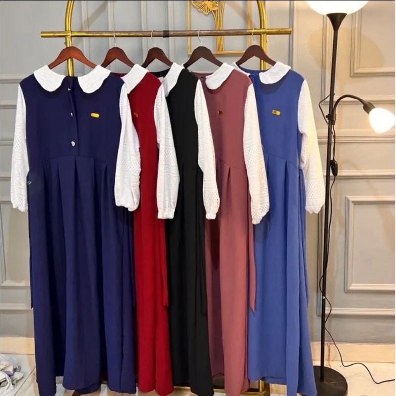 Gamis Cringkel Brokat terbaru mewah Dress crinkle AirFlow Maxi Brukat Lebaran Terbaru2023 Busui Leng