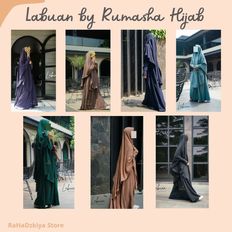Set Gamis Khimar untuk remaja dan dewasa Labuan by Rumaysha Hijab model cantik bisa COD