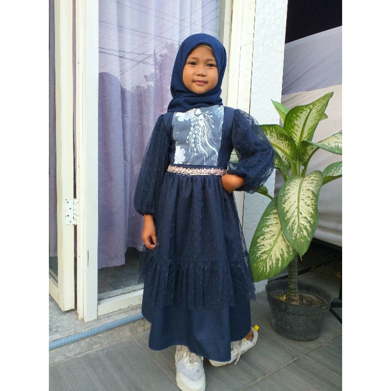FAST DELIVERY SET GAMIS ANAK/GAMIS ANAK TILE/GAUN PESTA/GAMIS BROKAT/TILE DOT