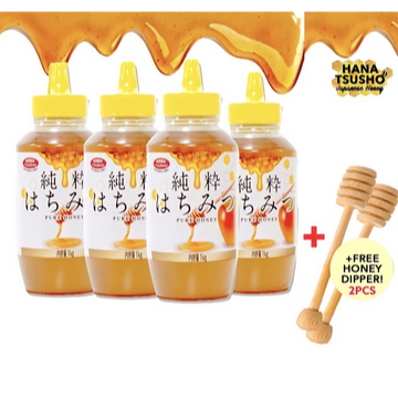 

PAKET 4 BTL MADU MURNI HANA TSUSHO 1kg FREE DIPPER ORI JEPANG