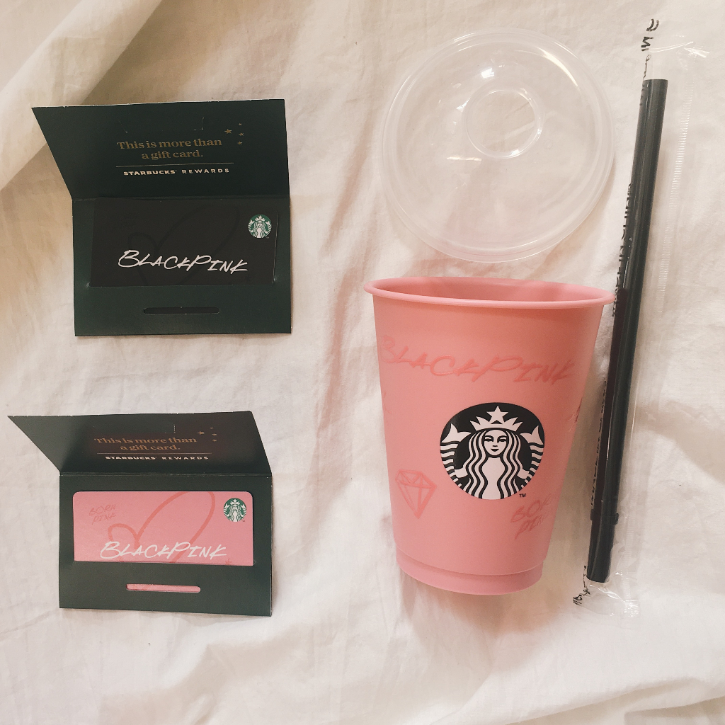 BLACKPINK KOREA STARBUCKS CARD KARTU MEMBER CUP REUSABLE CUP GELAS PC PHOTOCARD JENNIE LISA ROSE JIS