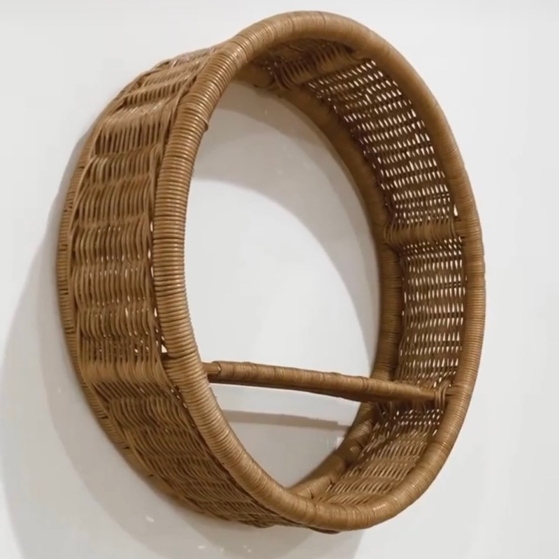 Rak Dinding Rotan Bulat Hiasan Dinding Natural Handmade
