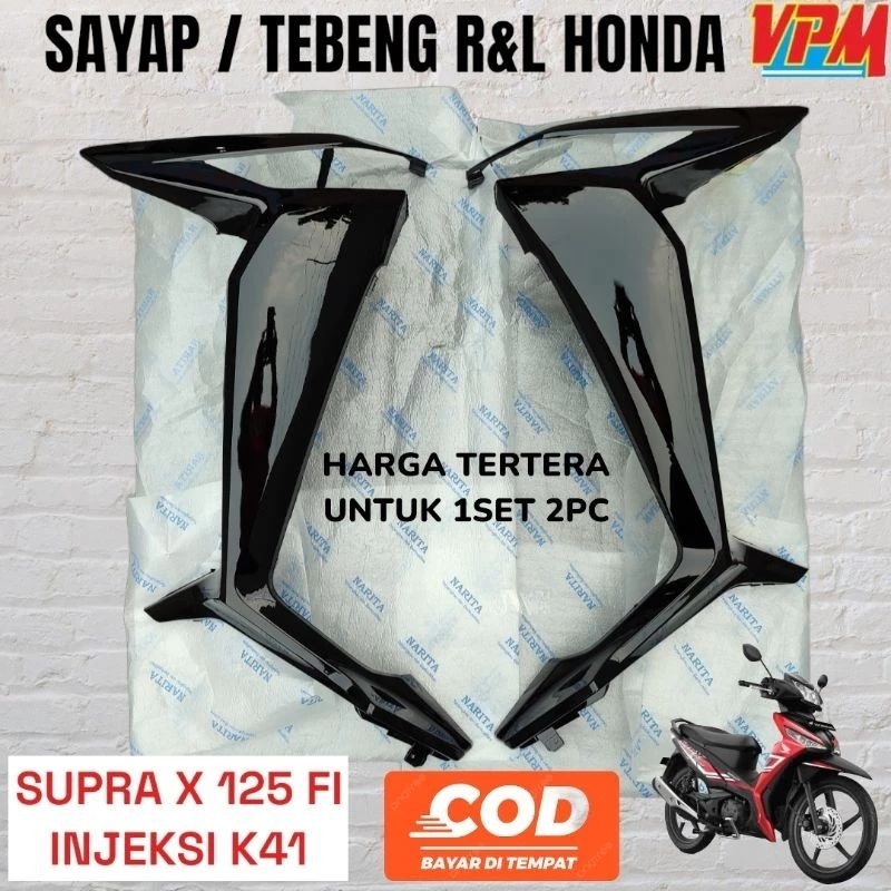 sayap tebeng kap samping Supra x 125 fi injeksi tahun 2014 sampai sekarang hitam putih merah k41