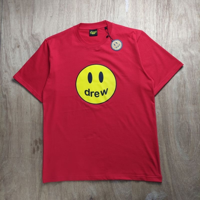 KAOS OVERSIZE DREW HOUSE LOGO SMILE BASIC PRINTED RED TEES BESTSELLER