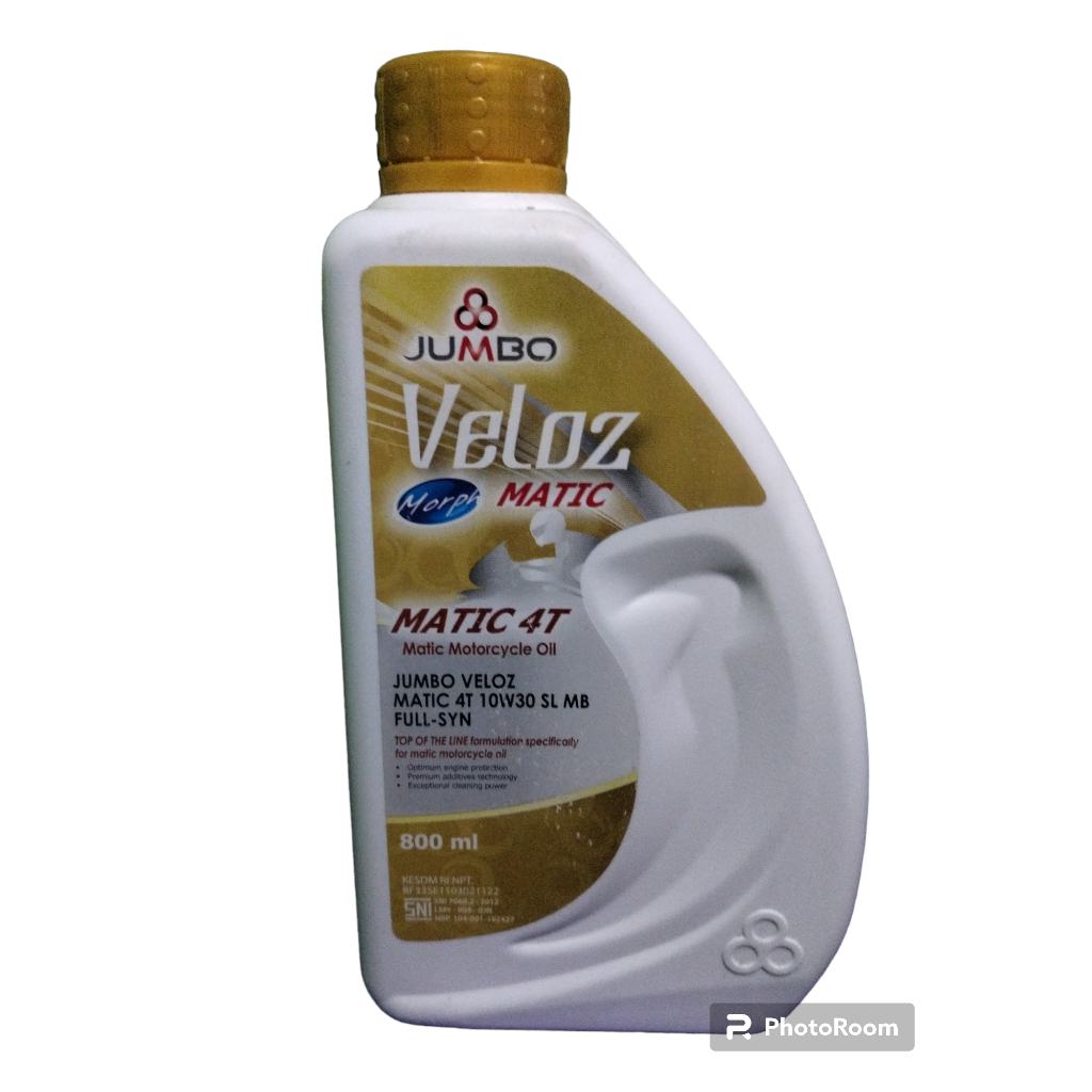 Oli Jumbo Veloz Matic 10W-30 SL MB Full Synthetic Oli 800 ml 0.8 L