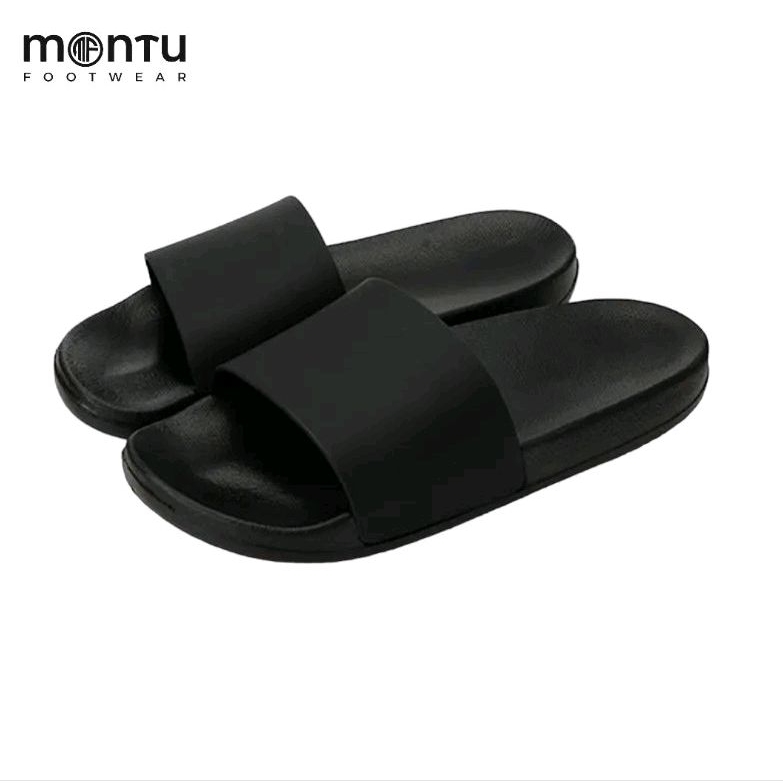 Sandal Slide Slop Hitam Polos / Sandal Slide Pria Wanita / Sandal Hitam Polos / Sandal Slop Pria Wan