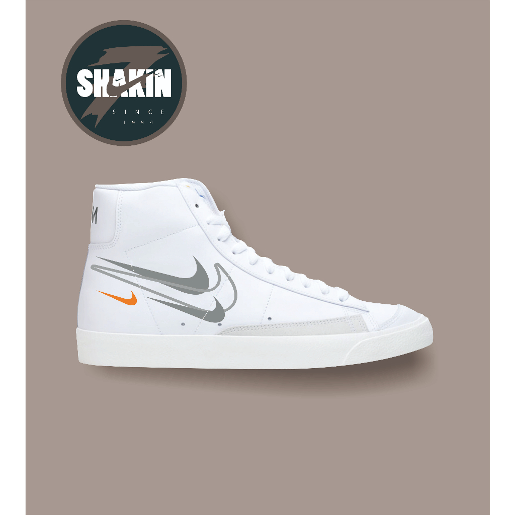 Sepatu Blazer Vintage77 Mid Double Swoosh Abu Abu Orange White Orange Mid 100% BNIB Global Market Se