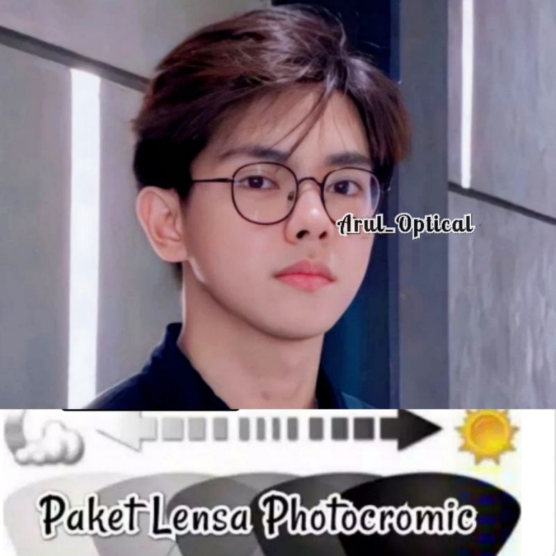 Kacamata Pria Bulat Kacamata Photocromic Kacamata Antiradiasi Kacamata minus