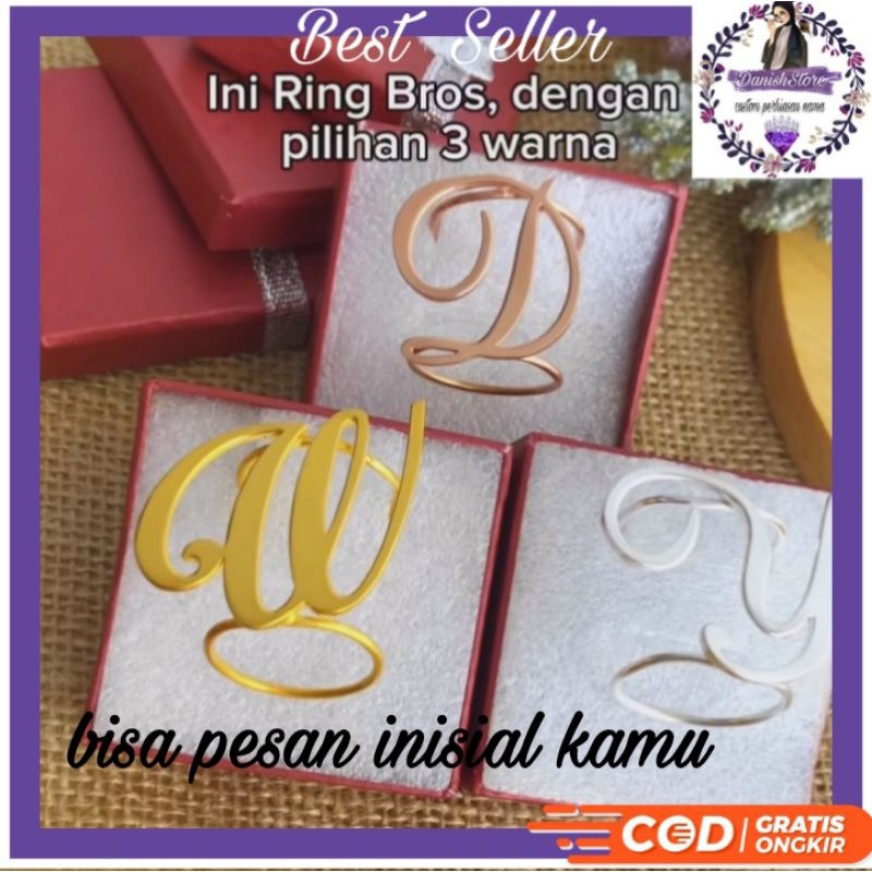 BROS NAMA/BROS INISIAL HURUF/BROS HIJAB/BROS NAMA AWET/PERHIASAN LAPIS EMAS