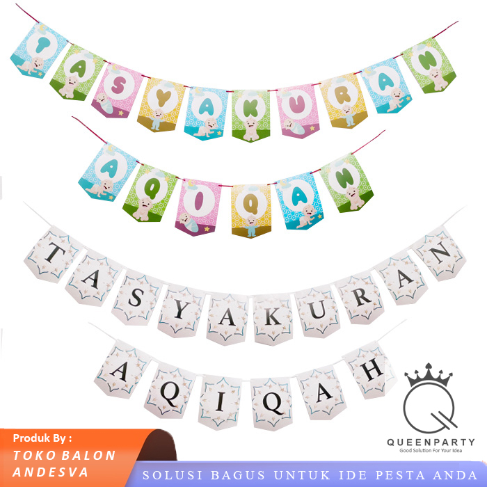 Banner Tasyakuran Aqiqah / Bunting Flag Tasyakuran Aqiqah / Banner Aqiqah / Banner Pesta Tasyakuran