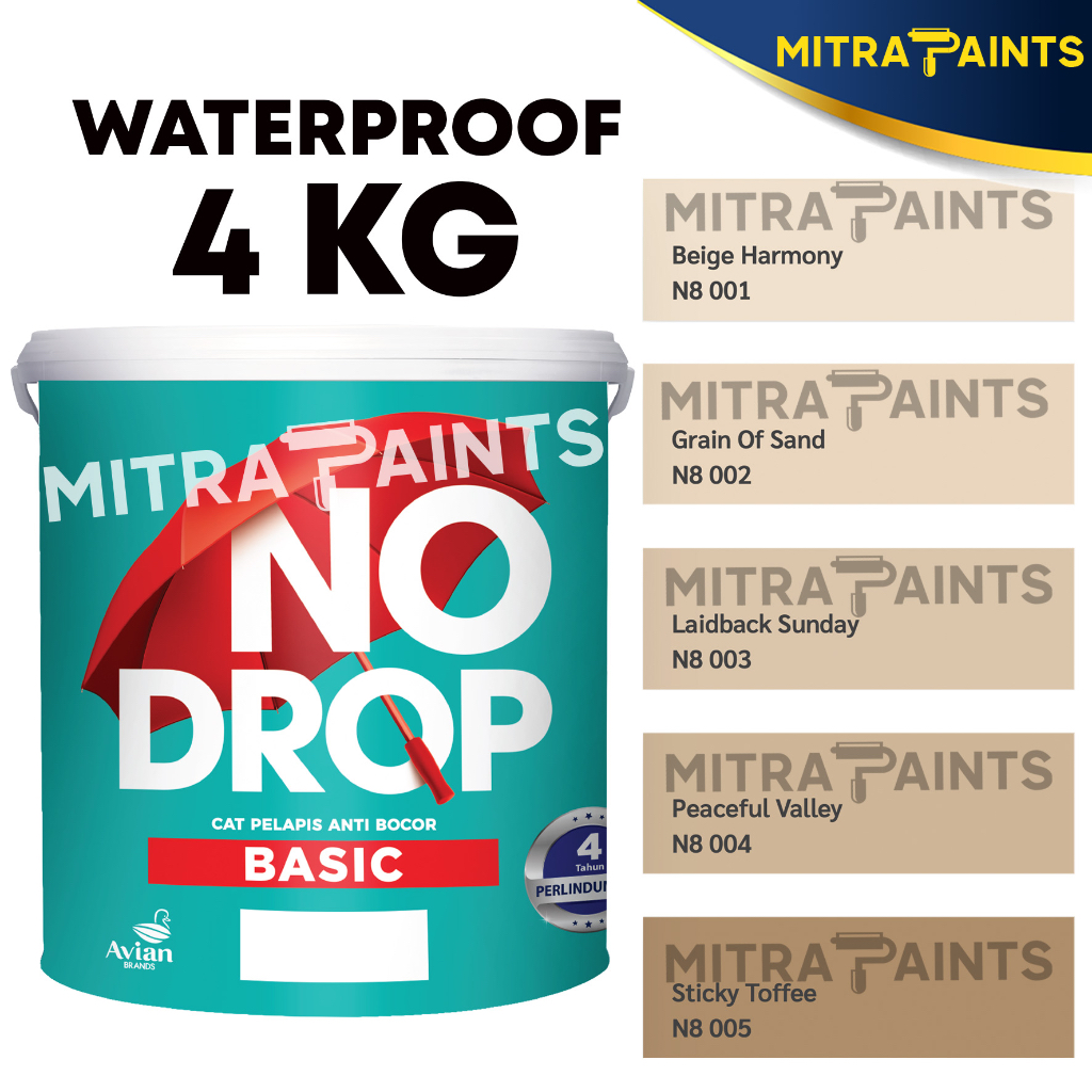 NO DROP BASIC 4 KG / CAT WATERPROOF PELAPIS ANTI BOCOR WATERPROOFING / CREAM COKLAT N8