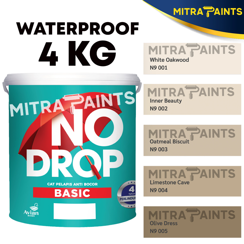 NO DROP BASIC 4 KG / CAT WATERPROOF PELAPIS ANTI BOCOR WATERPROOFING / CREAM COKLAT N9