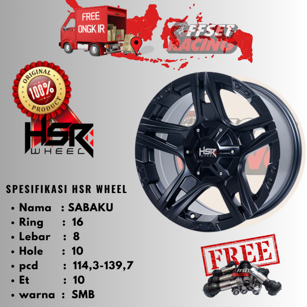 Velg mobil ring 16 untuk mobil taft Katana Rocky R16 HSR SABAKU 5X139,7