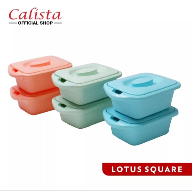 CALISTA LOTUS SQUARE WADAH SAJI MAKANAN 700 Ml SET = 2 Pcs