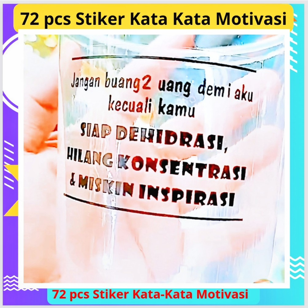 

Stiker Transparan Kata-Kata Cup Minuman 72 pcs / Label Kotak / Toples Kemasan / Botol minuman ANTI AIR