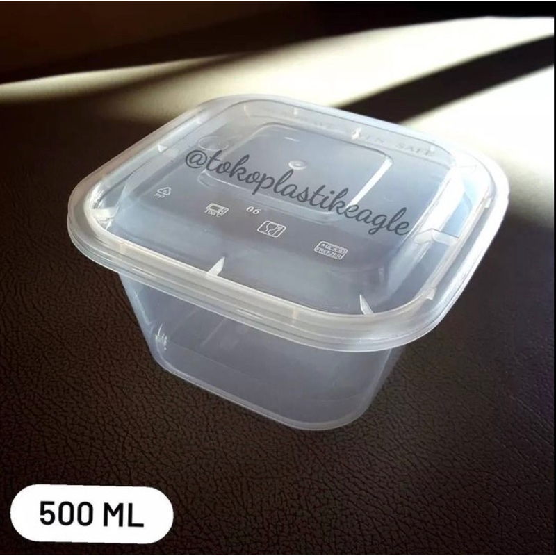 [isi 50pcs] Thinwall Square 500ml / Kotak Makan Bening 500ml