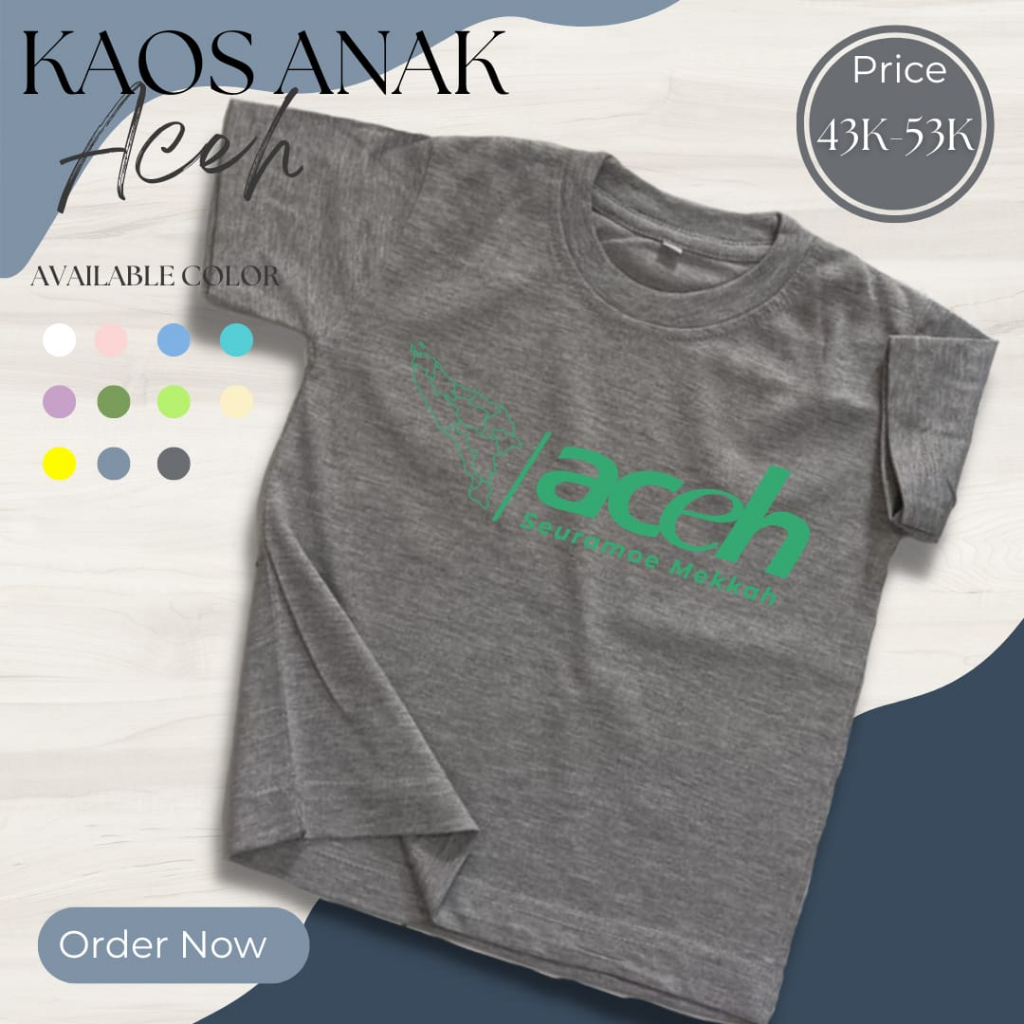 Kaos Anak Aceh Map Destinasi Populer Indonesia - Kaos Cowo Cewe Bahan Tebal Combed 20s