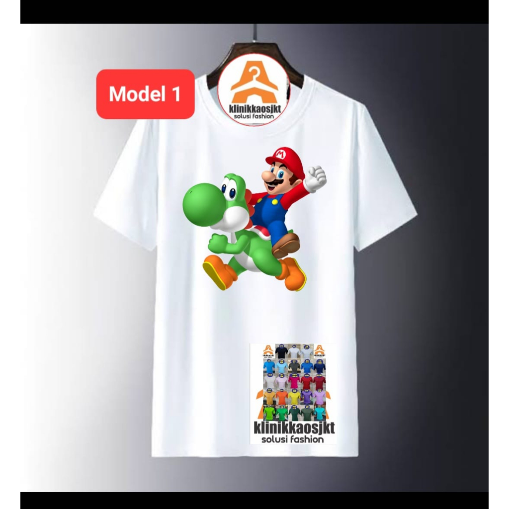 BAJU - KAOS YOSHI MARIO WORLD - TSHIRT YOSHI MARIO BROS BANYAK MODEL LUCU