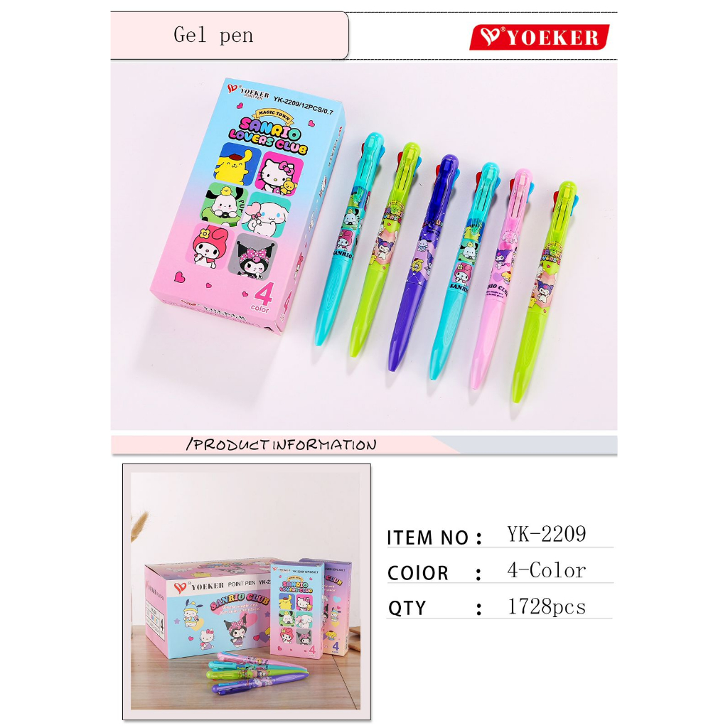 

RB (12pc) Bolpen / Pulpen/ Pen 4 Warna Kuromi Melody Sanrio Fancy