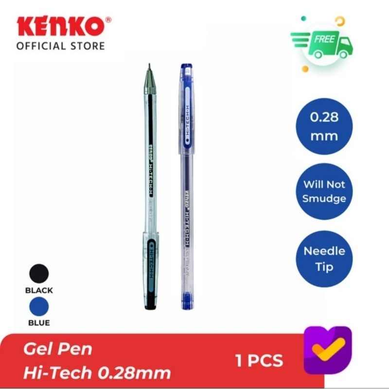 

RB ( 12 buah ) Gel Pen Pulpen Pen Pena Gel Kenko Hi Tech 0.28 mm / HiTech / Hi-Tech / Hi Tech HITAM