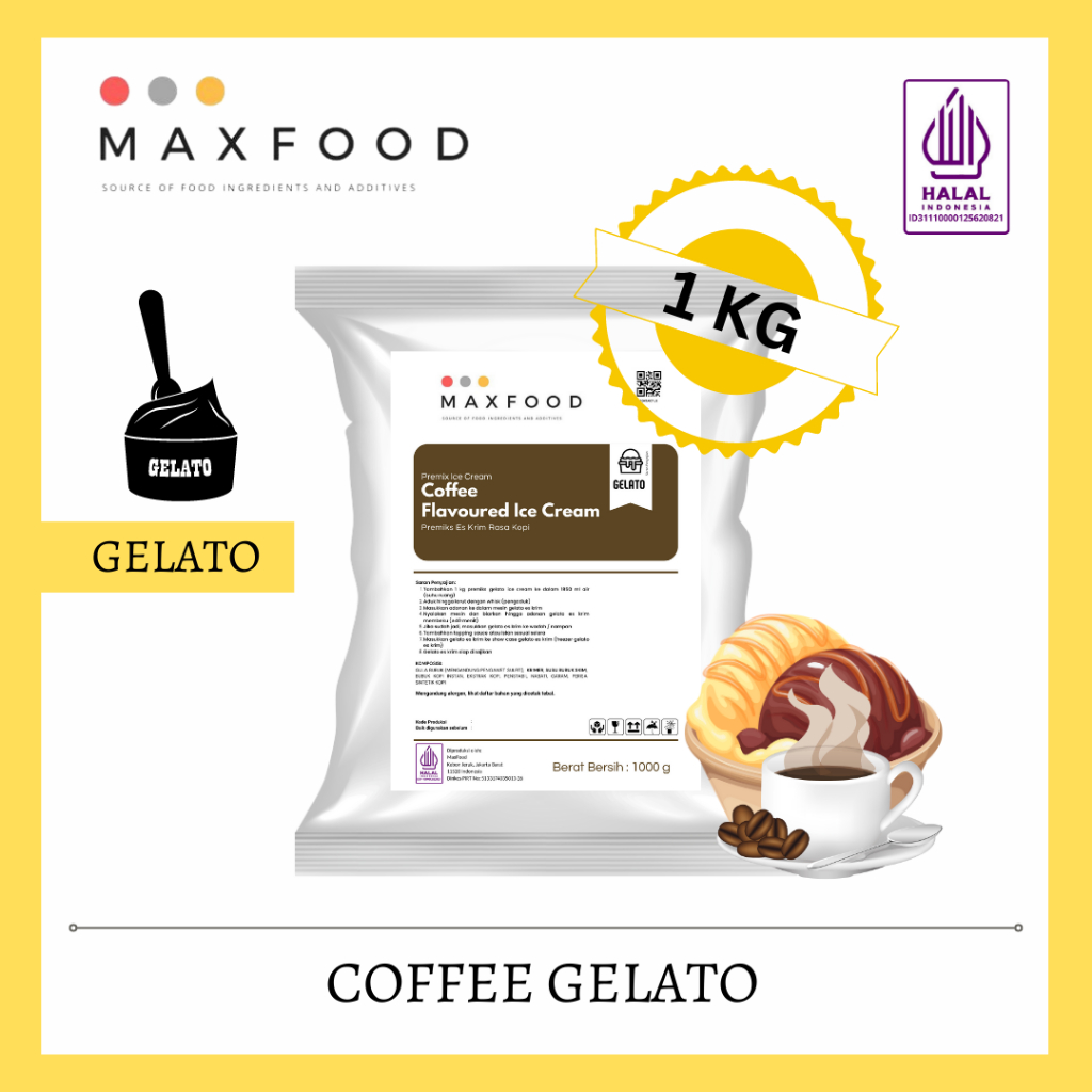 

MAXFOOD - Gelato Powder Coffee / Bubuk Gelato Rasa Kopi 1 KG