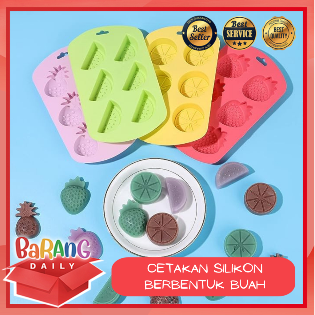 CETAKAN PERMEN KUE JELLY COKLAT PUDDING BERBENTUK BUAH DENGAN BAHAN SILIKON / FRUIT SHAPED SILICONE 
