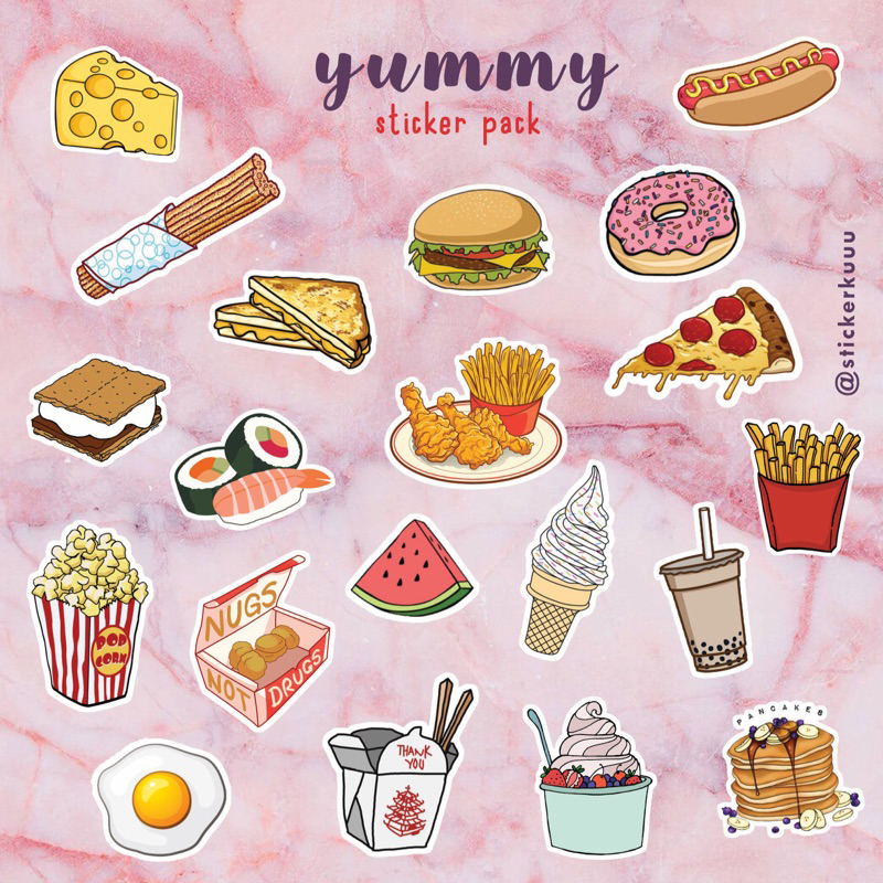 

[20 PCS] STICKER VYNIL - YUMMY PACK | STIKER VINIL MAKANAN FAST FOOD UNTUK LAPTOP CASE HP KOPER BINDER TUMBLR DEKORASI ESTETIK SUDAH DIGUNTING DIE CUT ANTI AIR WATERPROOF FOOD GAMBAR MAKANAN FOOD