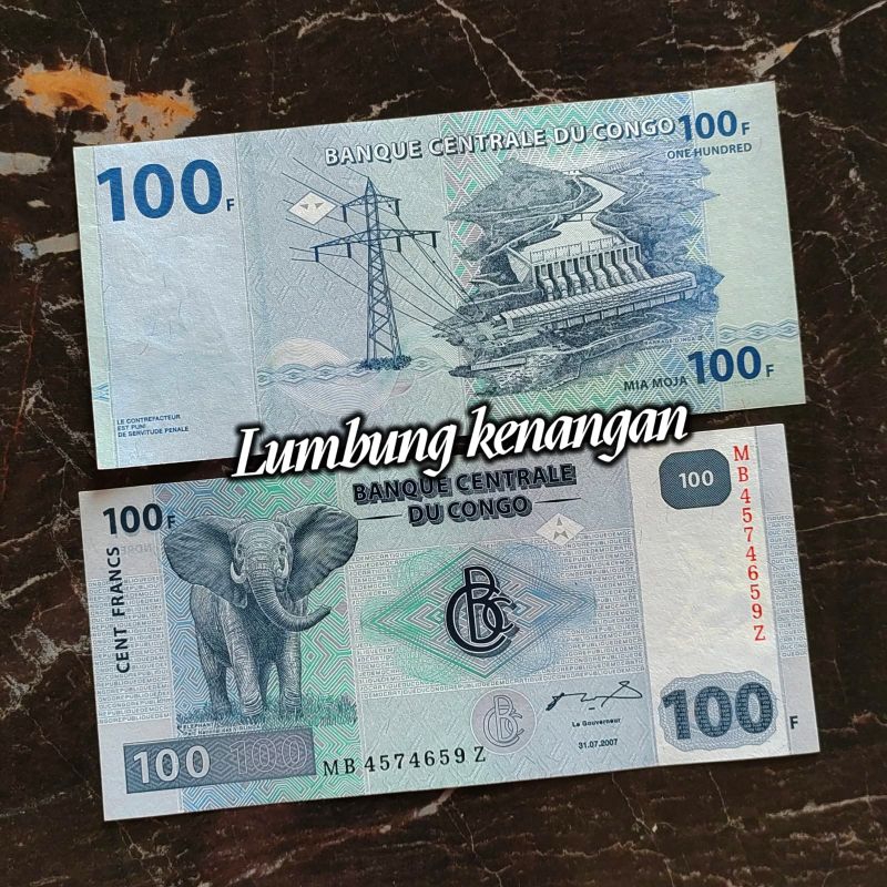 uang asing Congo 100 Francs