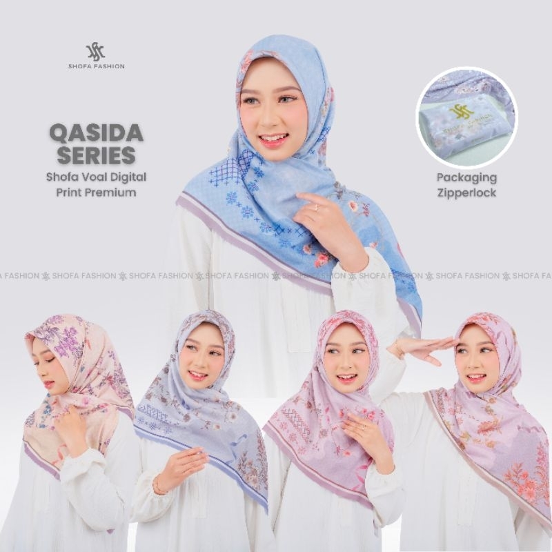 Shofa Fashion-Qasida Series Hijab segiempat voal motif digital print