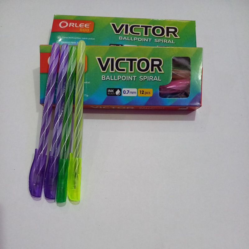 

ballpoin spiral orlee victor berkualitas 12pcs