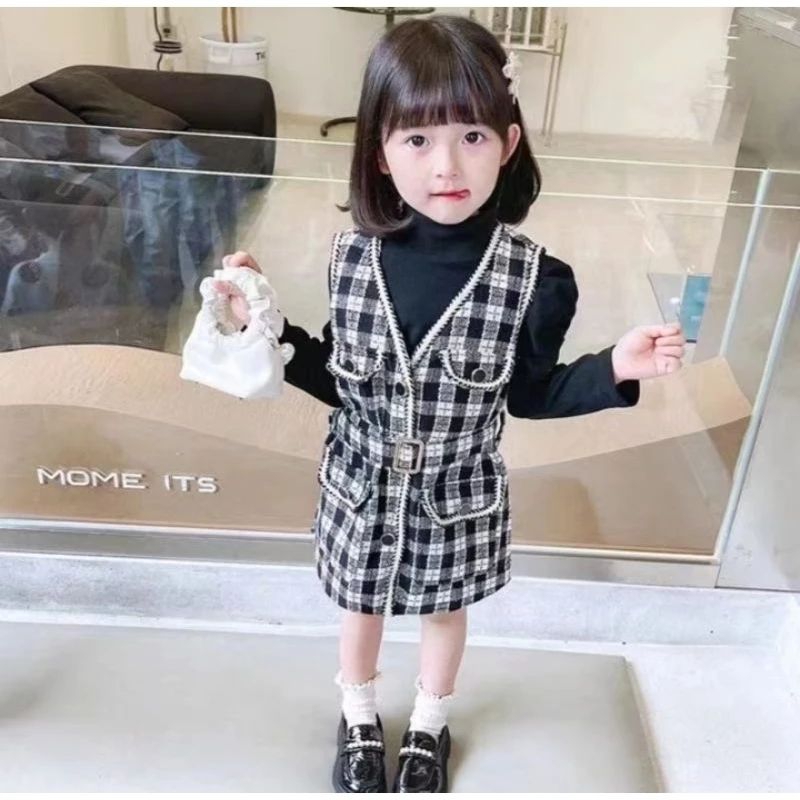 Dress Tweed Anak Perempuan Import