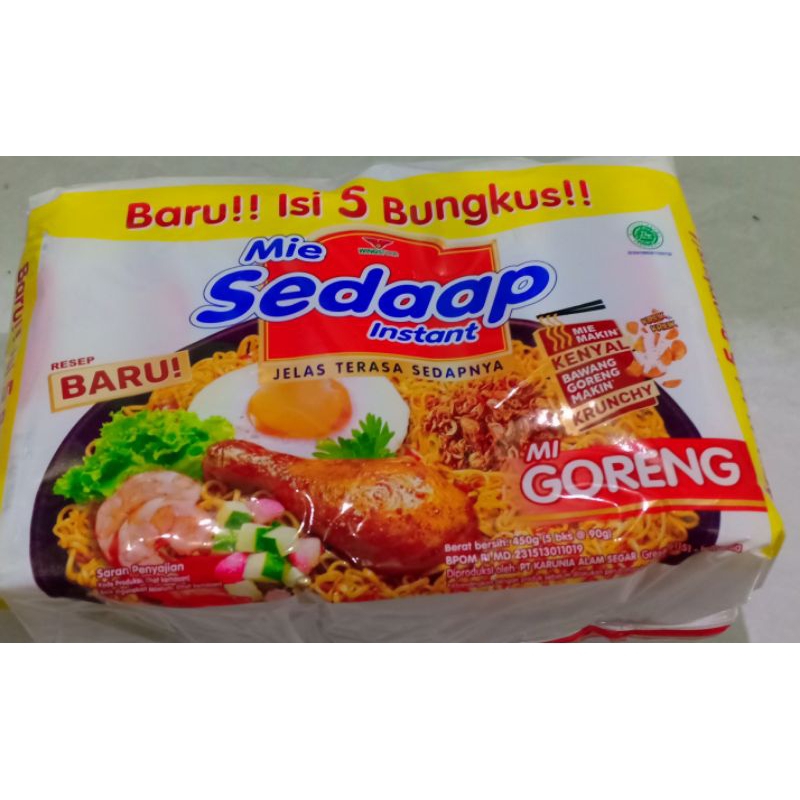 

mie sedap goreng kemasan 5 pack dpt 2