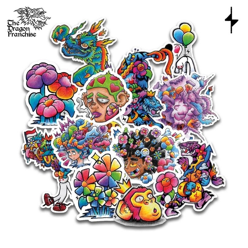 

12 pcs A5 "Doodle Art" Hand Drawing Vinyl Stickers