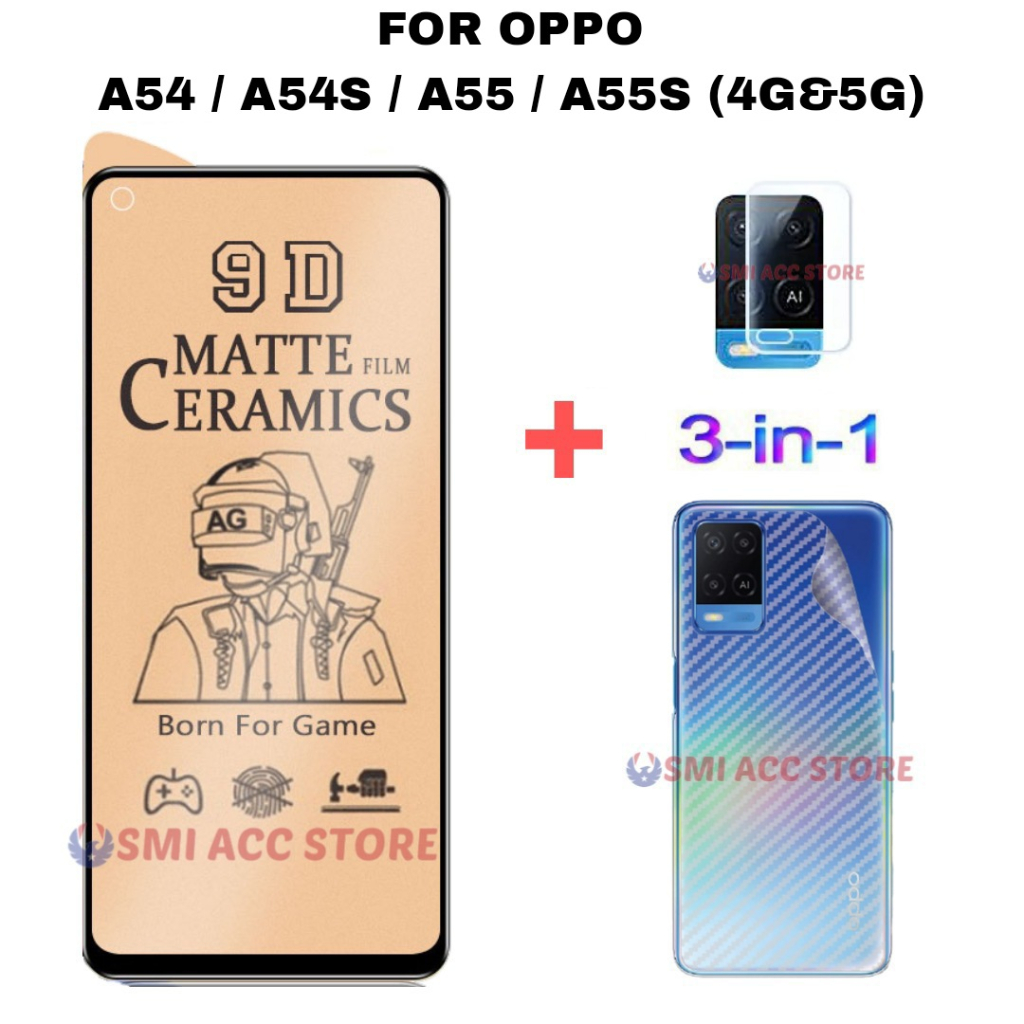 PAKET TG OPPO A54 4G / A54 5G / A54S / A55 Tempered Glass Ceramic Matte 9D Anti Glare Anti Gores Pel