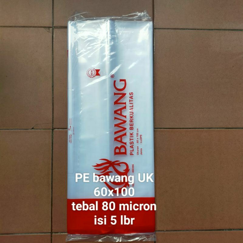 plastik PE bawang uk 60x100 tebal 80 micron