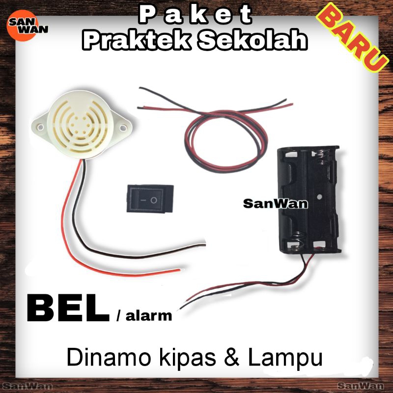 Paket Rangkaian Bel Listrik Alarm Sederhana Prakarya Praktek Anak Sekolah SD Dinamo kipas Dan Lampu 