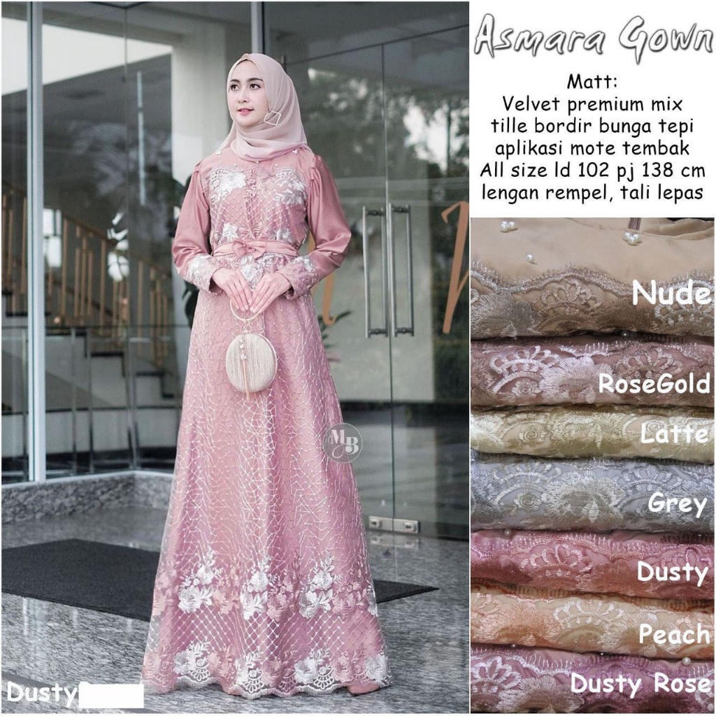 [BANTING HARGA - JUMBO READY LD 120 / ASMARA GOWN SERAGAM PESTA GAMIS BROKAT TILE DEPAN BELAKANG MAX