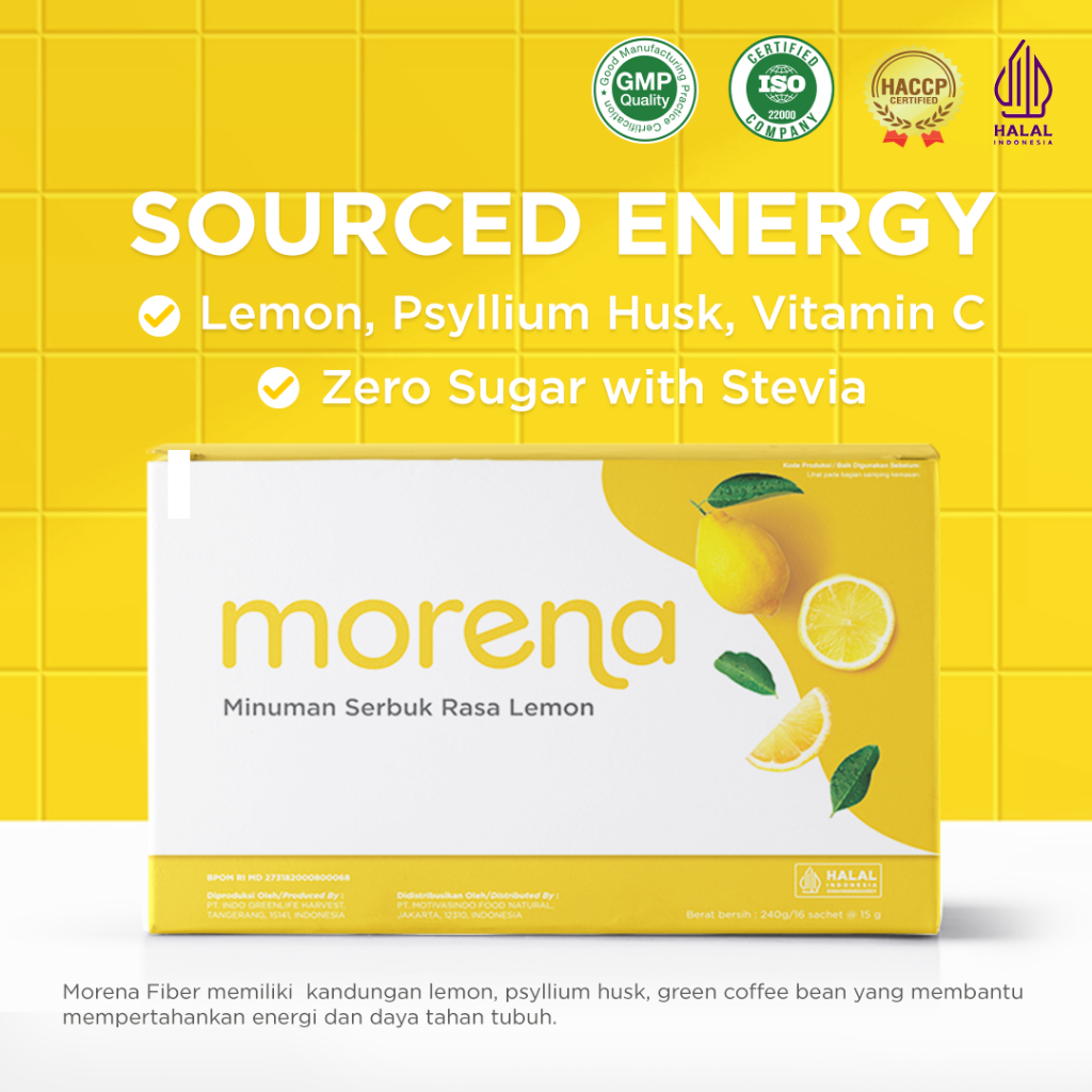 

MORENA FIBER 2 WEEK (16 SACHET) - MINUMAN SERAT FIBER RASA LEMON BEBAS GULA