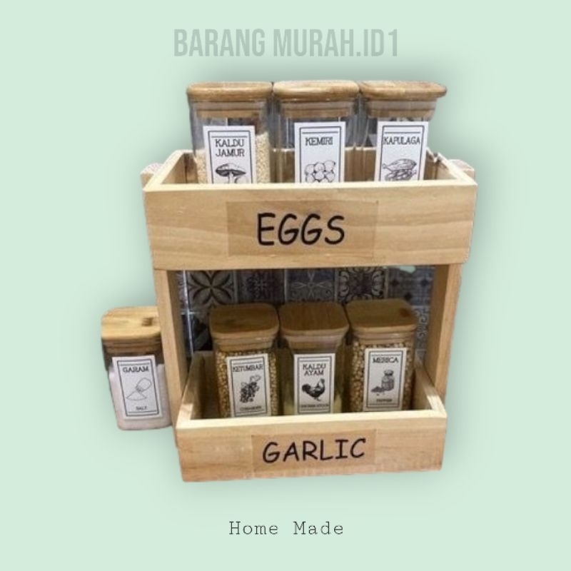RAK BUMBU SUSUN 3 Tempat Bumbu Dapur Kayu - 3SUSUN 2 KAKI
