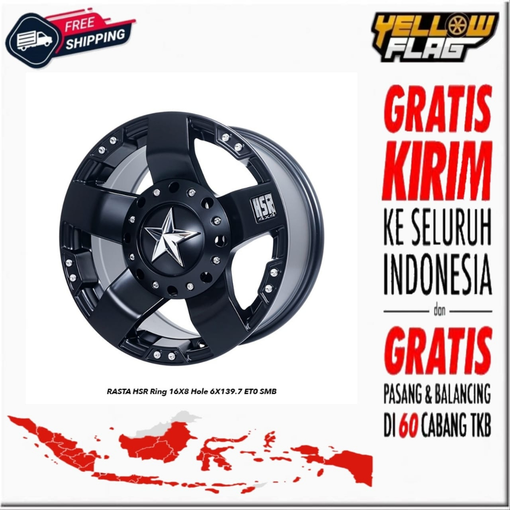 Velg Mobil Racing Ring 16 Hsr Rasta Baut 6 Fortuner Pajero Terrano Dll