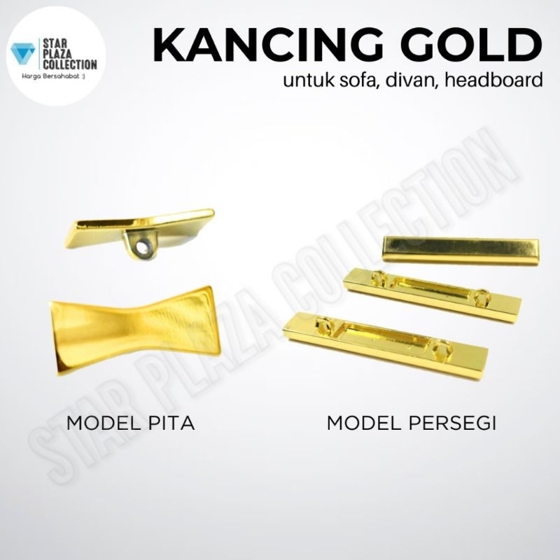 Kancing Sofa Gold / Akesoris Kancing Emas Model Pita Model Persegi / Variasi Aksesoris Strip Kancing Emas Sofa / Divan Headboard