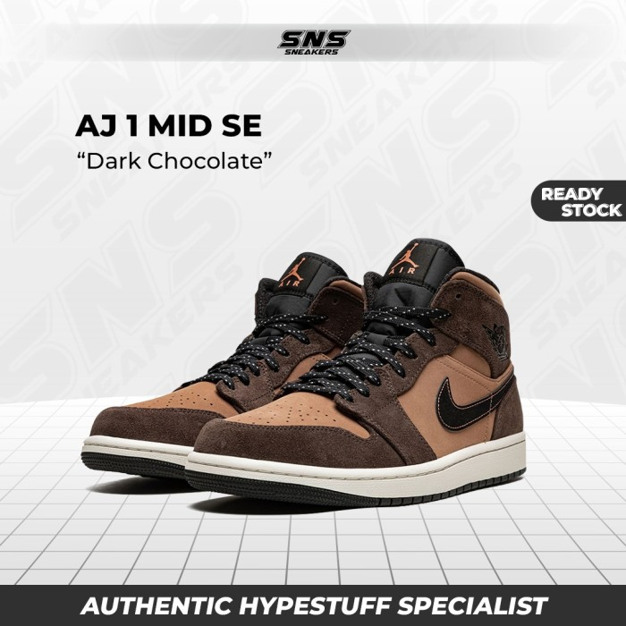 Nike Air Jordan 1 Mid SE Dark Chocolate 100% Original Authentic