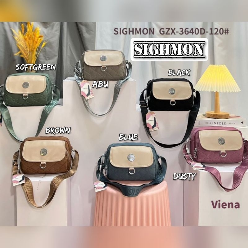 TAS SELEMPANG WANITA ORI SIGHMON KANVAS 3Sleting SGH364