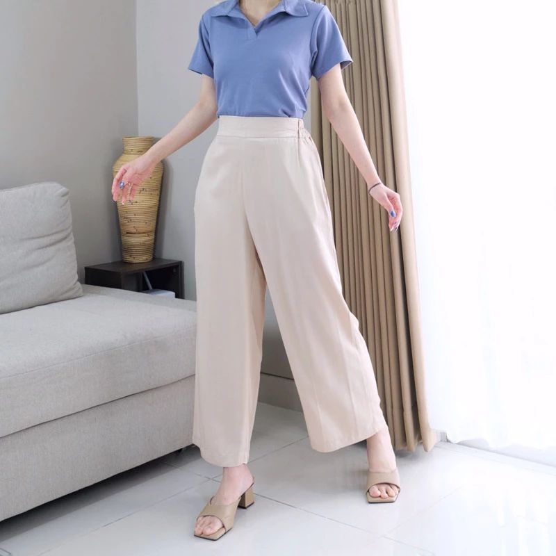 Kulot Satin Highwaist Loose Pants / Celana Kulot Satin
