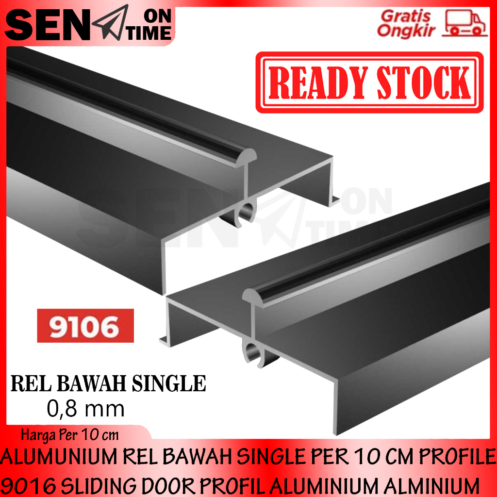 ALUMUNIUM REL BAWAH SINGLE PER 10 CM PROFILE 9016 SLIDING DOOR PROFIL ALUMINIUM PROFIL PENGGANTI PEN